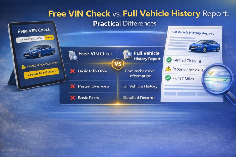 Free VIN Check vs Full Vehicle History Report: Practical Differences